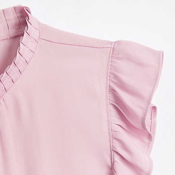 LOFT Women's NWT Ruffle Split Neck Top - Picture 2 of 2